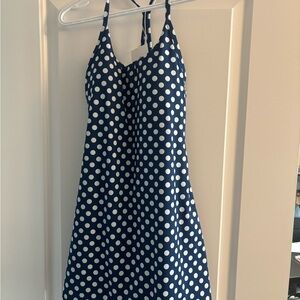 HALARA Navy Blue Polka Dot Mini Dress
